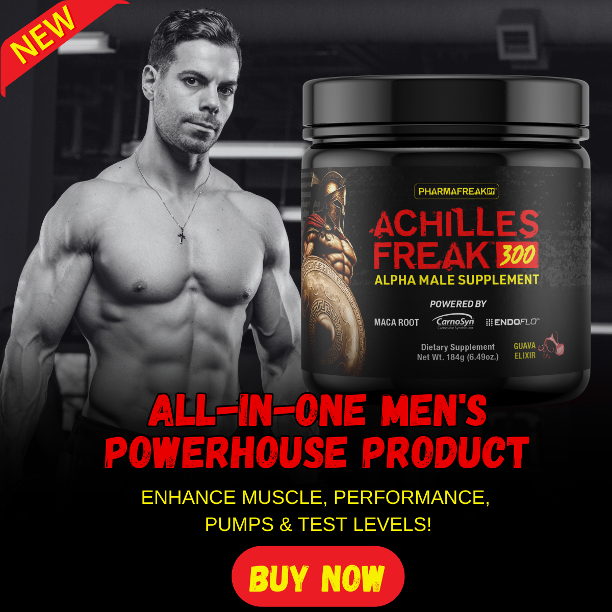 ACHILLES FREAK 300 - T-Boost, Libido, Muscle Growth, Performance - PHARMAFREAK