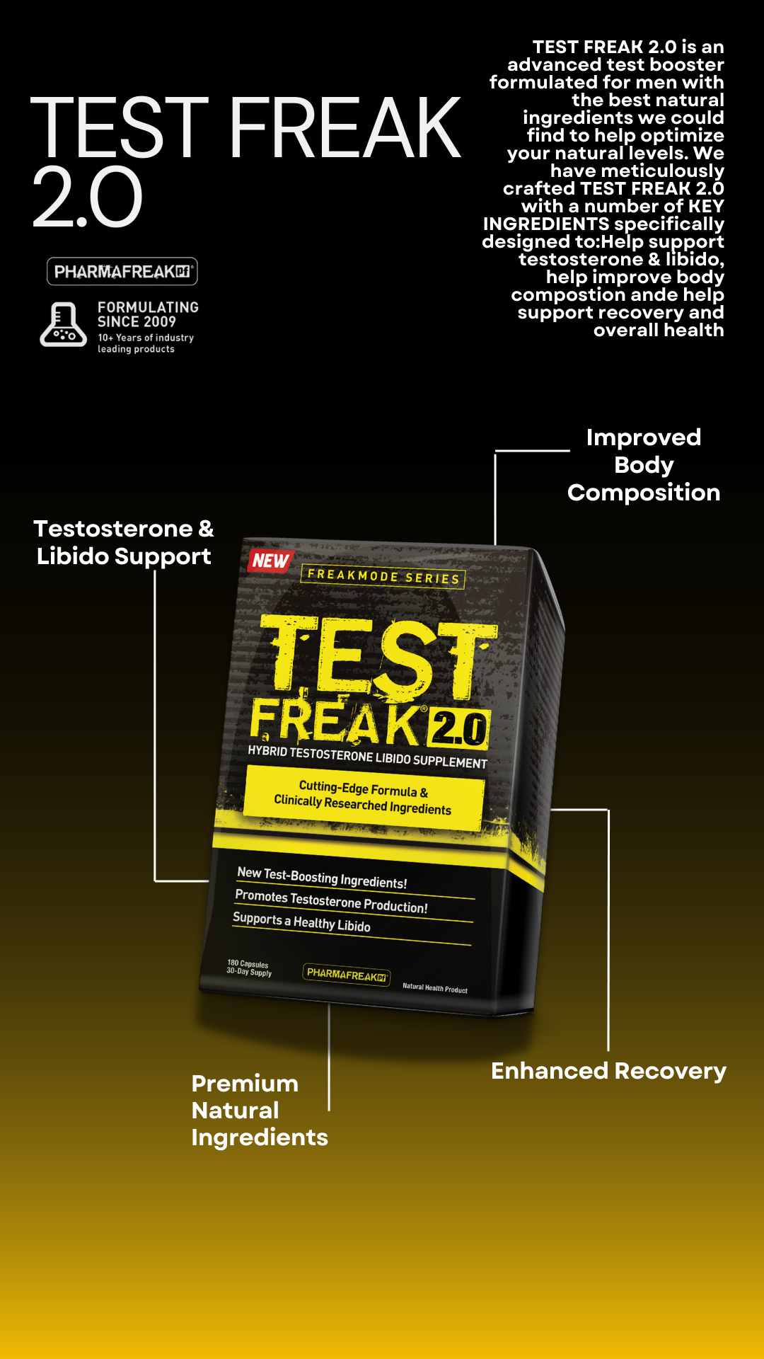 TEST FREAK 2.0 - Our Strongest T Boosting Supplement - PHARMAFREAK
