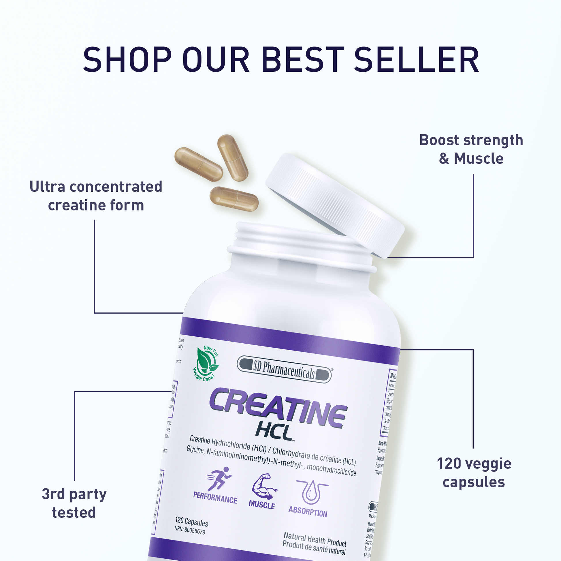 CREATINE HCL - Powerful Muscle Growth Supplement - SD Pharmaceuticals